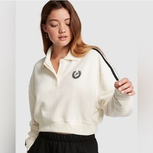 PINK Victoria's Secret White Polo Sweatshirt